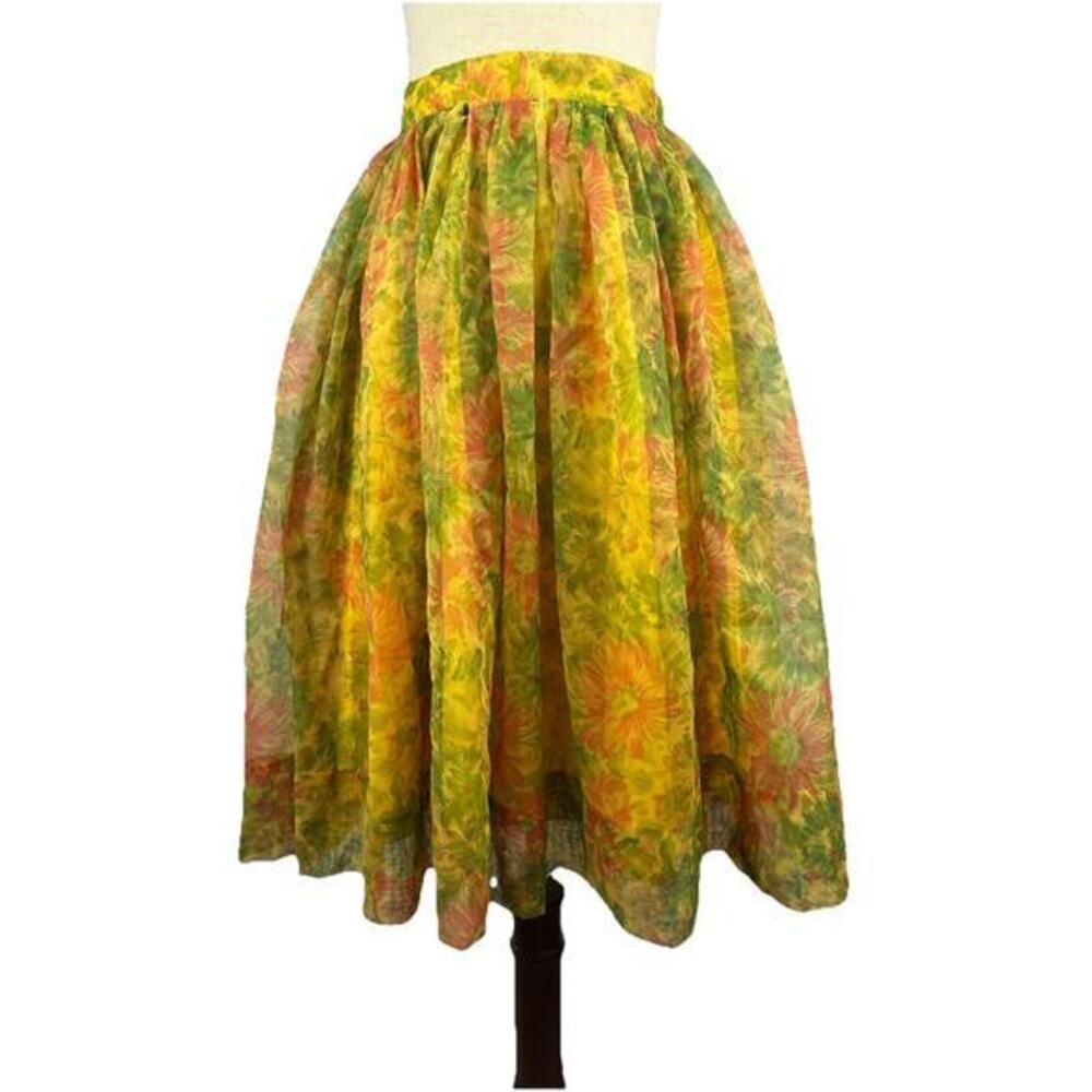 Vintage 1950’s Floral Chiffon Circle Skirt Gale & Gale Modern Jr.‎ Size XS